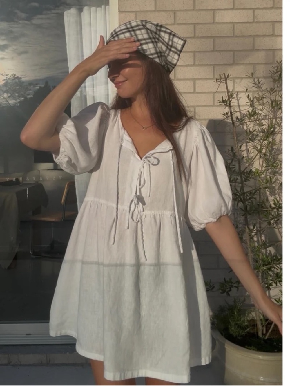 Marlow and Mae White Linen Babydoll Dress Size Medium 100% Linen